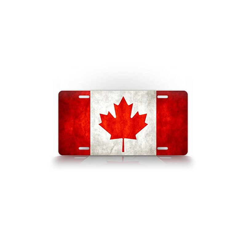 Canada Flag License Plate Maple Leaf Red & White Canadian