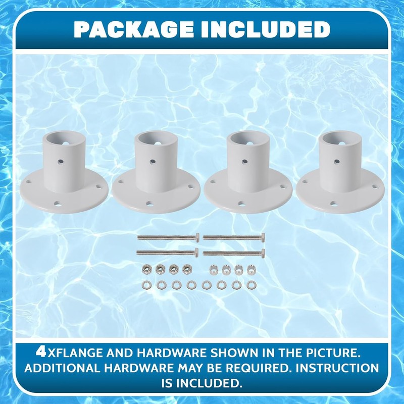 ECOTRIC Deck Anchor Flange Cast Aluminum Above Ground Pool Ladders/Handrails/Slide