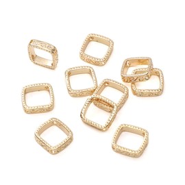 18K Real Gold Plated Non-Tarnish Double Hole Linking Rings 9.5x9.5mm 10pcs Square Connector Rings for Jewelry Making