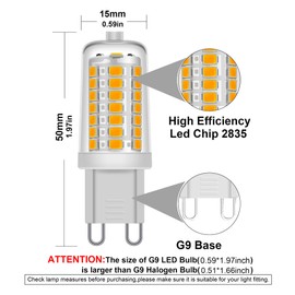 JUNSHI G9 LED Bulb Dimmable 3.5W,25W 30W 35W G9 Halogen Bulbs Equivalent,3000K Warm White,AC110-130V T4 Chandelier Light Bulbs G9 Bi Pin Base, AC 120V,350LM,10 Pack