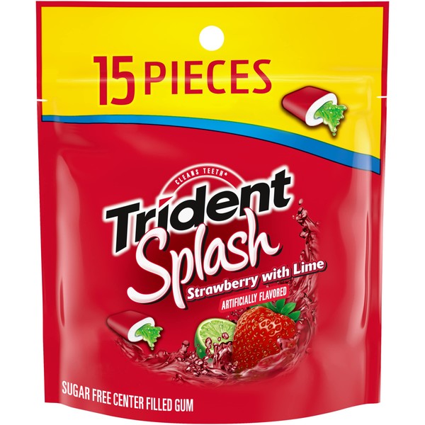 Trident Splash Strawberry with Lime (6-15 piece packs-90 pieces total)