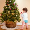 Tatuo Hessian Christmas Tree Skirt, White Snowflake Print, Tree Skirt