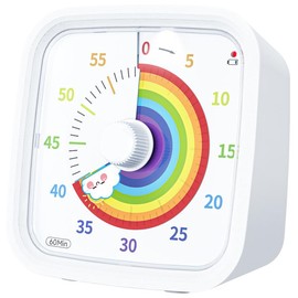 60 Minute Visual Timer with Protective Case, Rainbow Disk Countdown Timer, Silent Time Management Tool for Study, Working, Exercising and Other Activities Kitchen Cover Utensils - Color: VT01-White Rainbow