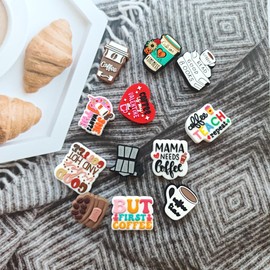 JNwhy Focal Silicone Beads Bulk for Beadable Pen Coffee Themed Rubber Loose Beads Focal Pen Beads for Keychain DIY Making Bracelet Lanyard Necklace Handmade Crafts (Coffee)