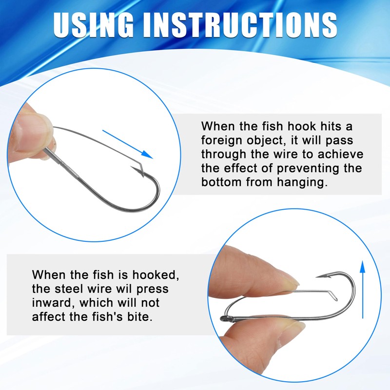 50pcs Weedless Wacky Rig Hooks Wacky Worm Hooks with Weed