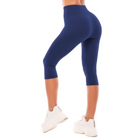 SINOPHANT High Waisted Leggings for Women - Full Length Capri Buttery Soft Yoga Pants for Workout Athletic(Capri Navy,S-M)