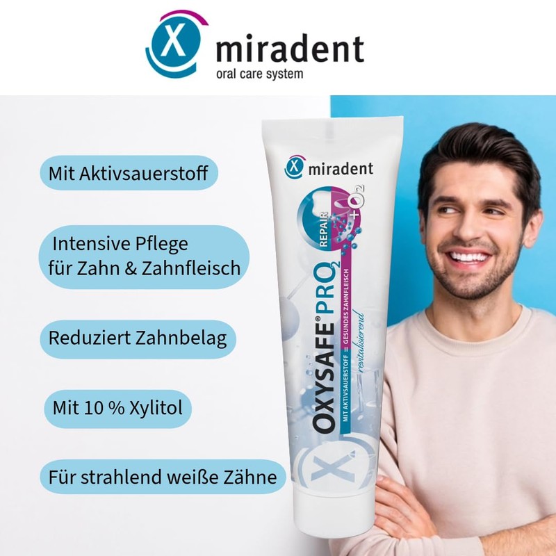 miradent OXYSAFE® Pro2 75 ml Toothpaste with Active Oxygen, Optimal