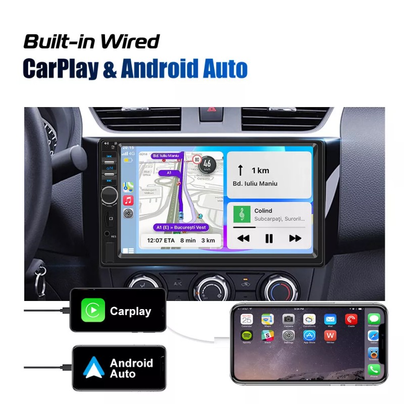ESSGOO 7" Car Stereo Radio 1DIN Carplay/Androi