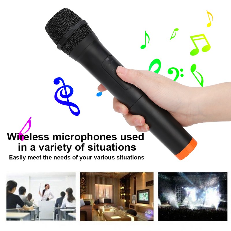 Black ABS Plastic Professional Universal Handheld VHF Wireless Microphone USB