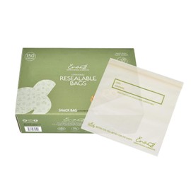100% Compostable Food Storage Bags [Snack, Sandwich 150 Pack] Eco-Friendly Freezer Bags, Resealable Bags, Heavy-Duty, Reusable, by Earth's Natural Alternative, off white