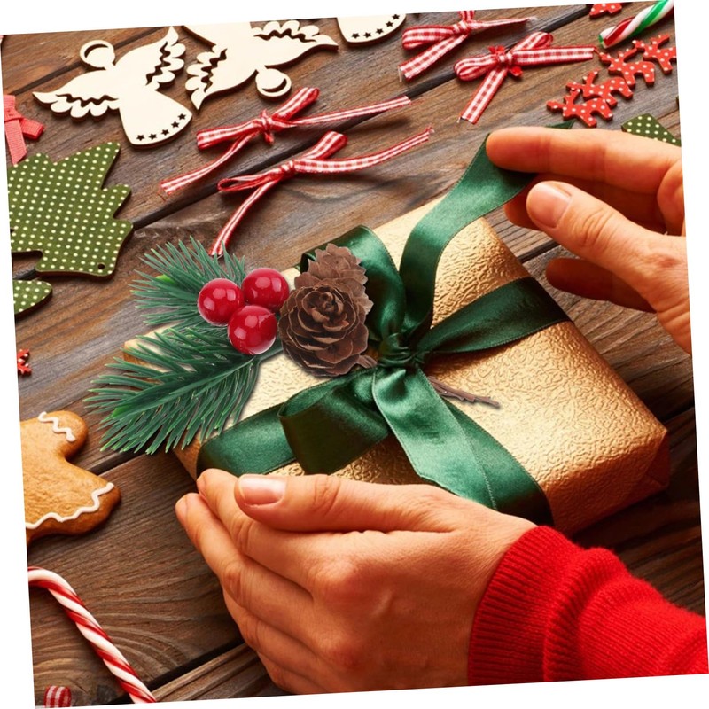 MAGICLULU 10pcs Lifelike Christmas Pine Tree Branches Berries and Pine
