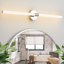 Bathroom Vanity Lights 39 inch Long Bathroom Light Fixtures Over Mirror Dimmable LED 360° Full Lighting Vanity Light Bar Modern Wall Sconce Warm Light for Bedroom Living Room - Chrome