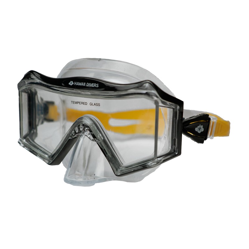 Hawaii Divers Tri View Adult Snorkel Dive Mask, Black/Yellow, One
