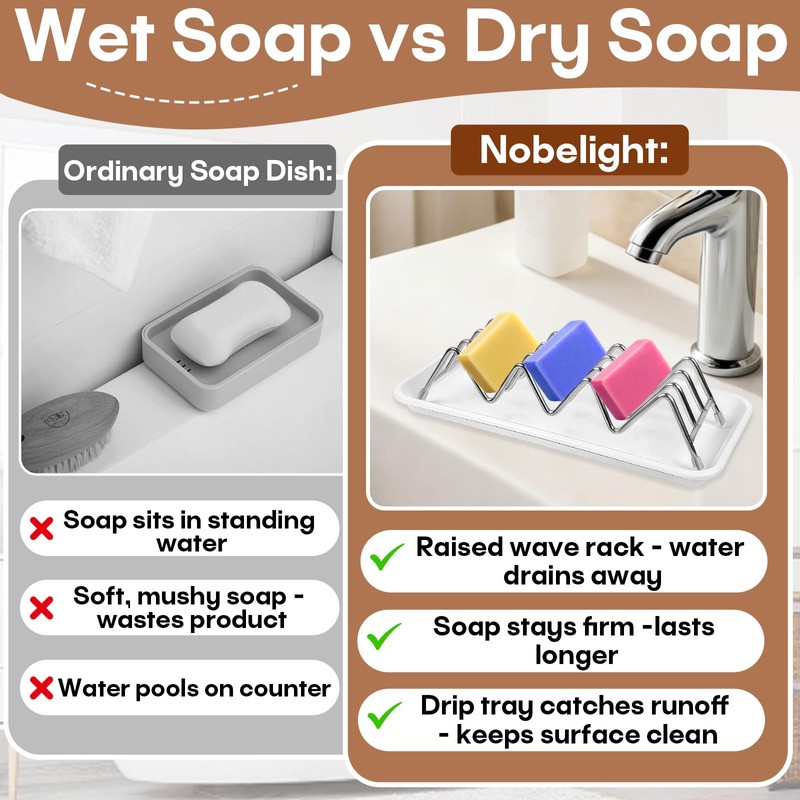 2 Pcs Stainless Steel Soap Dish Holder, W-Shaped Self Draining,