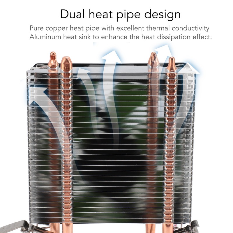CPU Cooler Dual Heat Pipe 48CFM DC12V Quiet Operation Hydraulic