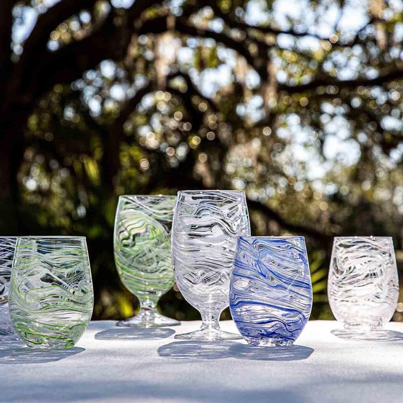 Juliska Puro Marbled Glasses (Green, Goblet)