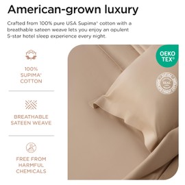 Threadmill King Size Pillow Cases 2 Piece Set | 1000 Thread Count 100% Supima Cotton Pillow Covers | Luxury Smooth Solid Sateen | Beige