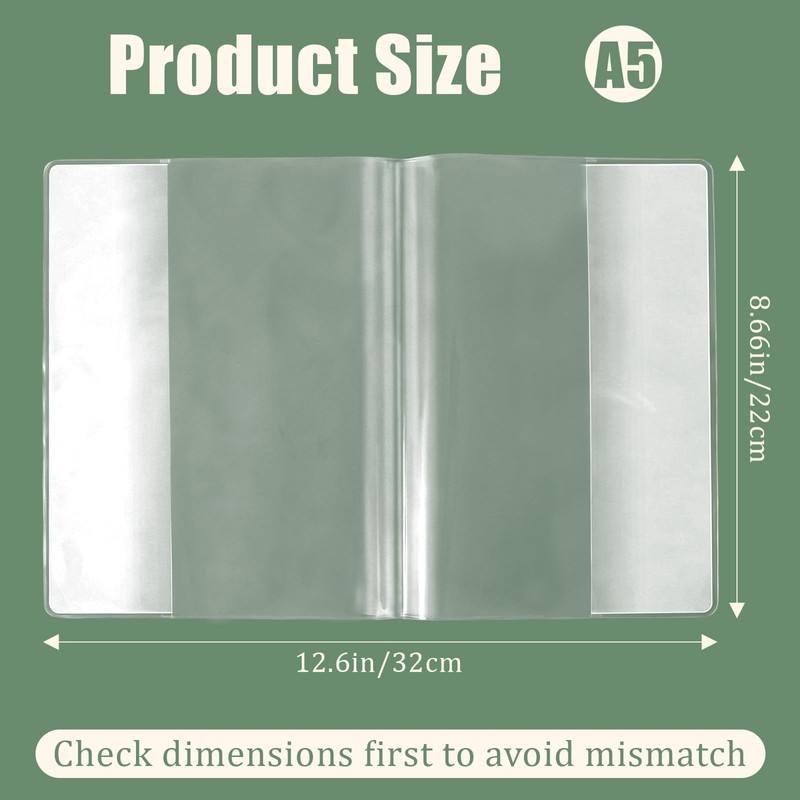 Clear Book Cover, Jelly PVC A5 Notebook Planner Cover Waterproof