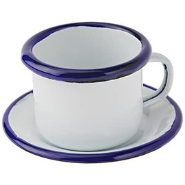 'Ibili 903000 Cup and Saucer "Blanca, Steel, White/Blue, 8.5 x 8.5 x 10 cm 2 Units