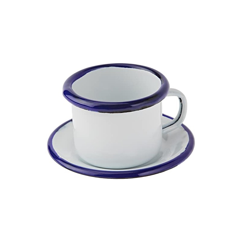 'Ibili 903000 Cup and Saucer "Blanca, Steel, White/Blue, 8.5 x