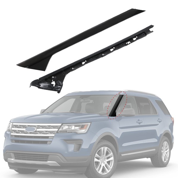 CARMOCAR A-Pillar Front Molding Windshield Trim Left Outer & Inner Replacement for 2011-2019 Ford Explorer 926-450 BB5Z7803136AA BB5Z-7803136-AB BB5Z7803136BA BB5Z7803144AA(Driver Side)
