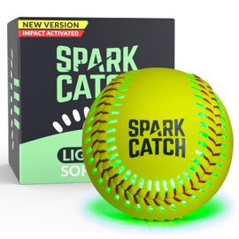 SPARK CATCH Light Up Softball 12", Glow in The Dark Fastpitch Slowpitch, Sports Gear Accessories Gifts for Girls, Teens, and Travel Softball Players (Impact Activated - Neon Green)
