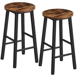 HOOBRO Bar Stools, Barstools Set of 2,Counter Height Barstools, 24.8" Bar Stools for Kitchen Island, Industrial Bar Chairs, for Dining Room, Kitchen, Bar, Rustic Brown and Black BF07BY01G1