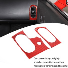 Lcojicep Car Console Side Air Vent Frame Trim Compatible with Corvette C6 Z06 ZR1 2005-2013, Real Carbon Fiber Automotive Center Consoles Side Air Condition Outlet Cover Accessories 2PCS（Red）