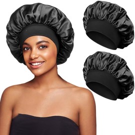 Binnan Pack of 2 Silk Caps, Adjustable Hair Cap, Silk, Night Sleep Cap, Silk Curls, Breathable Sleeping Cap, Reusable Sleeping Cap, Bonnet Sleep Cap for Women and Girls