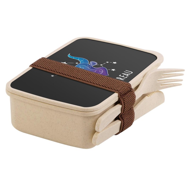 Fabulous Lunch Box Lunchbox mit Besteck, Schwarz, Stier, Sternzeichen, Sternzeichen,