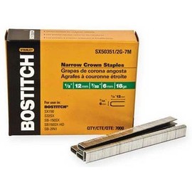 2 Pack Bostitch SX50351/2G-7M 1/2" 18-Gauge 7/32" Narrow Crown Finish Staples - 7000 per Package