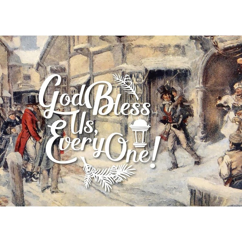 CafePress God Bless Us Every One! Scroll Holiday Ornament 4"