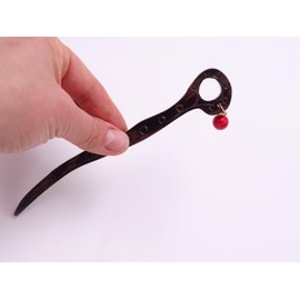 Unique Handmade Wenge Wood Hair Stick with Coral Bead