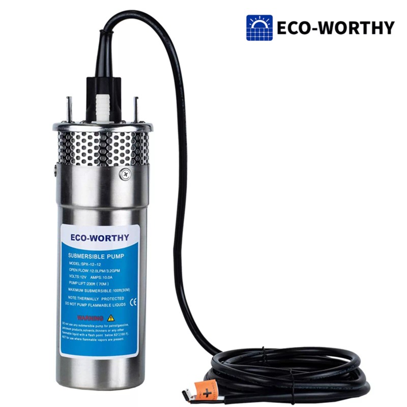 ‎ECO-WORTHY 12V DC Submersible Deep Well Pump 3.2GPM 230ft for