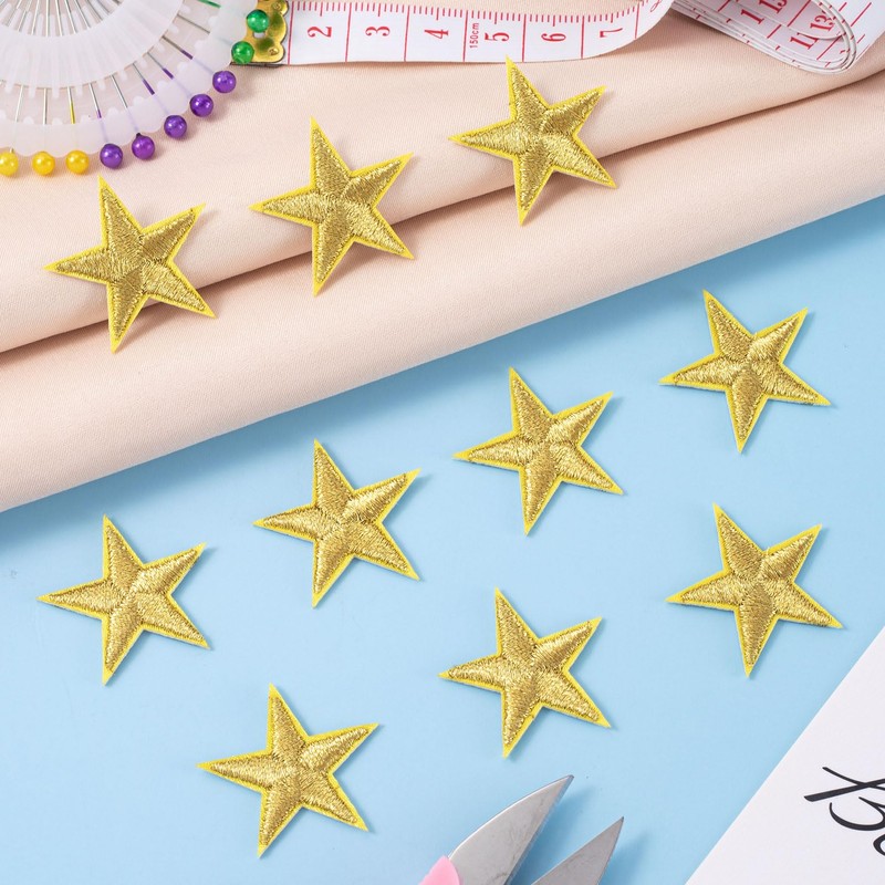 PAGOW 30 Pcs Gold Star Iron on Patch, 1 Inch