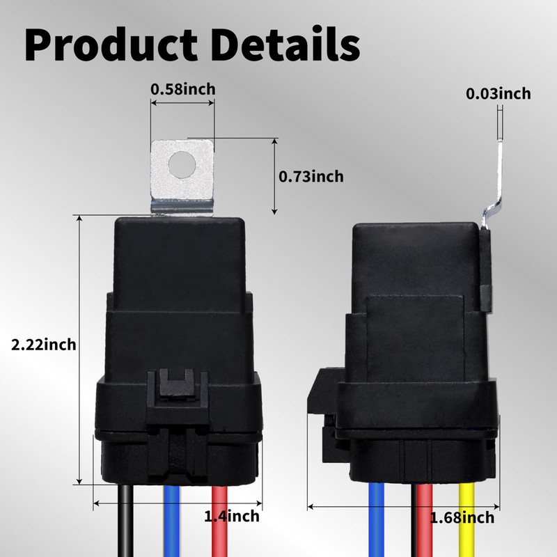 5 PCS 12V DC Waterproof Automotive Relay Kit with Harness,