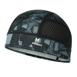 MELASA Cooling Skull Caps Helmet Liner, Lightweight Mesh Under Helmet Cycling Motorcycle Hard Hat Sweat Liner for Men Women, Ink Dyed Black, One Size