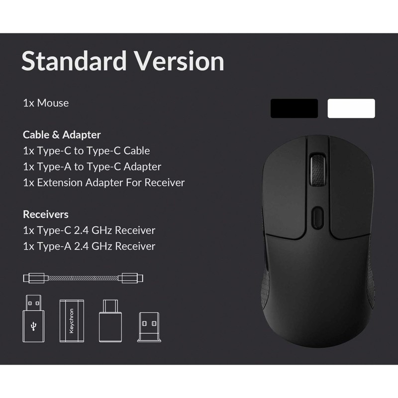 Keychron M3 Wireless Mouse, PAW3395 Sensor, Programmable Macro Button, 26,000