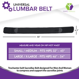 MARS WELLNESS Sacroiliac Support SI Loc Hip Belt for Men and Women Lumbar Lower Back Joint Pelvic Posture Support Large/X Large