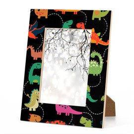 OMFUNS Rainbow Dinosaur 5x7 Picture Frames Cute Animal Photo Frames Collage for Wall Mounting Tabletop Display Wood Photo Picture Frame Home Office Decoration Family Friends Gift