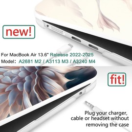 DONGKE for M4 MacBook Air 13.6 Inch Case 2025 2024 2023 2022 Model A3240 A3113 A2681 M3 M2 Chip, Plastic Hard Shell Case Cover with Touch ID for MacBook Air 13 Inch M4 - Beautiful Flower
