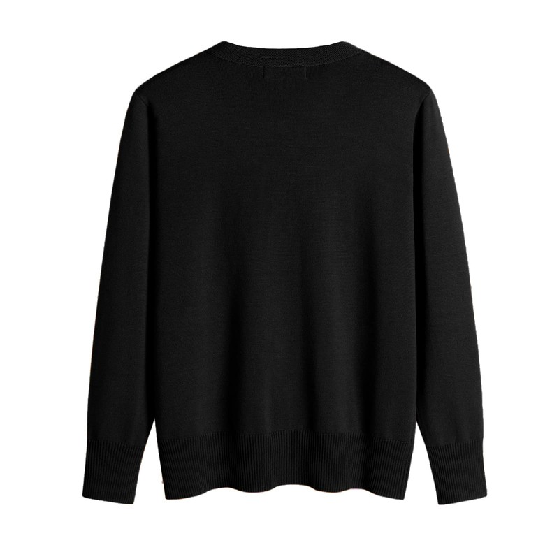 Blostirno Women's V-Neck Knit Cardigan, Cotton, Plain, Thick, Office, Loose,