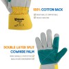 ANDANDA Leather Safety Work Gloves Double Layer Cow Split Leather