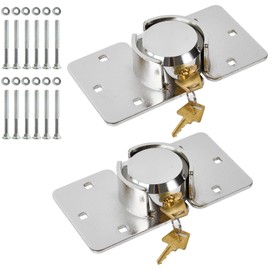 2 Pack Van Door Locks Keyed Alike Heavy Duty Puck Lock for Van w/Hasp High Security Hidden Shackle Padlocks Solid Steel Anti Theft Garage Shed Door Locks w/4Keys for Trailer Truck