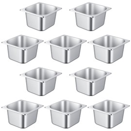 JAPCHET 10 Pack Anti-Jam Hotel Pans, 1/6 Size Stainless Steel Steam Table Pan, 4 Inch Deep, Metal Food Storage Pan for Catering Commercial Kitchen Hotel Restaurant Buffet Supplies