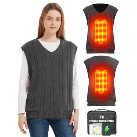 CYCYHEAT Heated Sweater Jacket for Men and Women, 7.4V Lightweight Heating Sweater Jackets Coat with 10000mAh Battery (US, Alpha, Small, Regular, Regular, Vest Dark Gray)