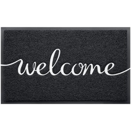 CozyBounty Door Mat Welcome Mats Outdoor Indoor Non-Slip Doormat for Entryway Low-Profile Floor Mat for Yard, Garage, High Traffic Areas (32"x20", Black)
