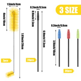 Perthlin Hummingbird Feeder Cleaning Brush 19 Pieces 3 Size Mini Nylon Double Headed 2 in 1 Hummingbird Brush Hard to Reach Places Tiny Cleaning Kit(Yellow)