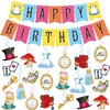 45Pcs Wonderland Party Decorations, Tea Party Decorations include Happy Birthday