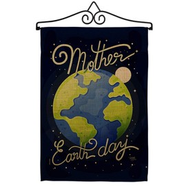 Breeze Decor Earth Day Garden Flag Set Wall Hanger Sweet Life Peace Support Environmental Protection Small Decorative Gift Yard House Banner Double-Sided Made in USA 13 X 18.5